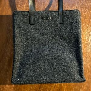 Ralph Lauren Wool and Leather Tweed Shoulder Work Tote Bag